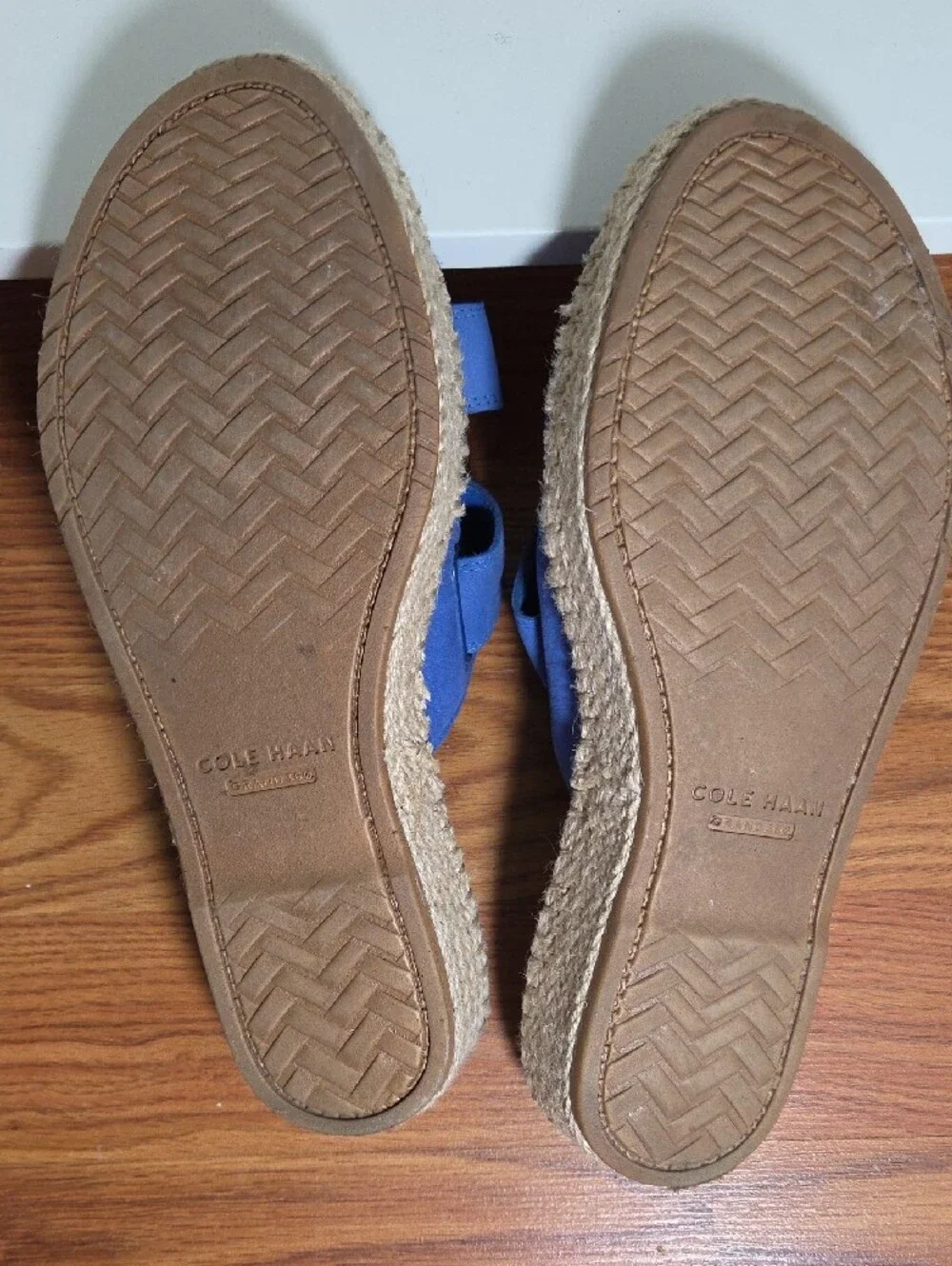 Cole Haan Cobalt Blue Suede Espadrille Slide Sandals
